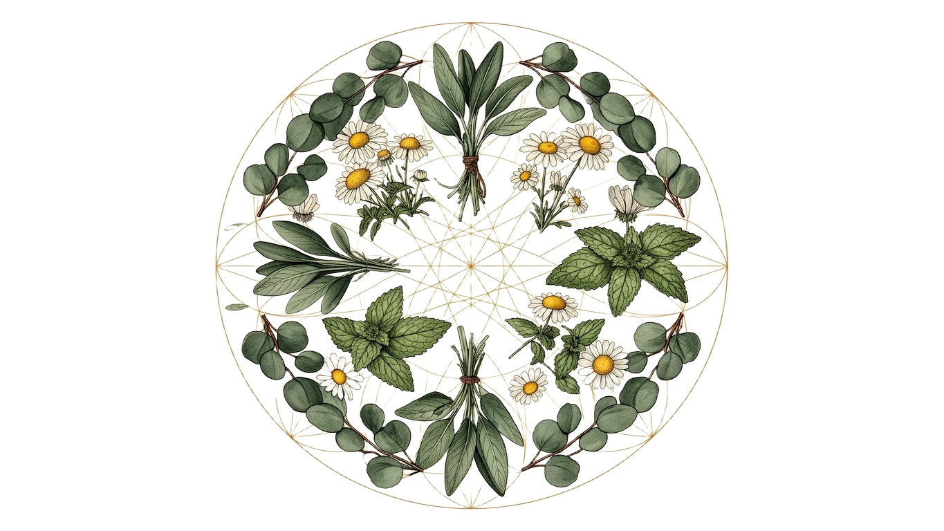 Mandala botânica de ervas medicinais